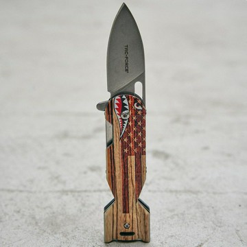 TAC-FORCE Shark Bomb Knife 鯊魚炸彈造型小刀 TF-NA1039ZW 斑馬木紋 Zebra Wood