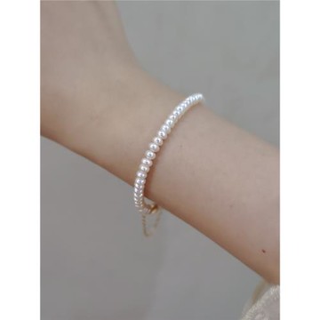 罕見好品質強光無瑕天然baby淡水珍珠手鏈14k注金磁扣疊戴手串女