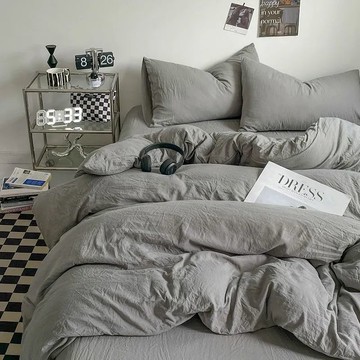 ins純色床上四件套被套床單水洗棉超柔軟單人雙人學生宿舍三件套