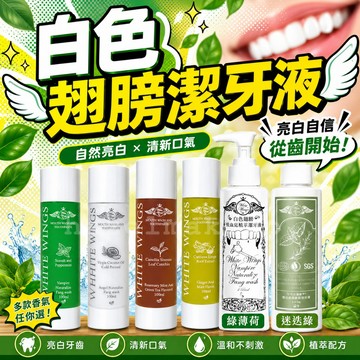 領劵免運 白色翅膀 全系列 🎉 椰子油潔牙液 薄荷海鹽潔牙液 牙膏 薑黃 茶樹綠茶