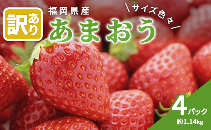 訳あり いちご 2024年2月下旬より発送 あまおう サイズ色々 4パック 約1.14kg 配送不可 離島