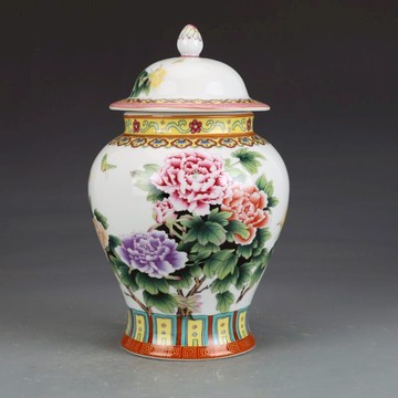 清乾隆琺瑯彩描金牡丹紋茶葉罐仿古瓷器古董古玩收藏真品