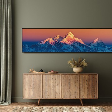 緋紅喜馬拉雅山(長版) - 高山風景掛畫/客廳佈置/自然山景