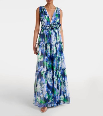 Costarellos Arella floral silk georgette gown