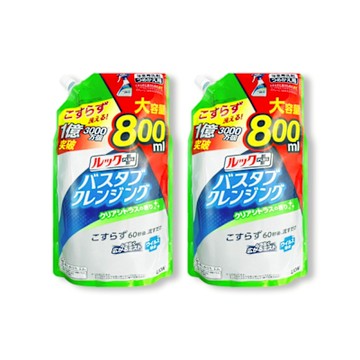(2袋任選超值組)日本LION獅王-LOOK PLUS免刷洗浴缸去鈣除垢消臭衛浴清潔噴霧補充包800ml/袋(約60秒瞬效潔淨版,多功能浴室泡沫去污劑,淋浴間去異味洗劑)