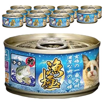 Akika 漁極 成貓用 主食罐頭 無榖 AY23  鮪魚 + 鱈魚  80g  12罐