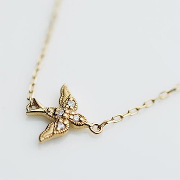 ROKUZAN 4小鑽飛鳥墜K金手鍊