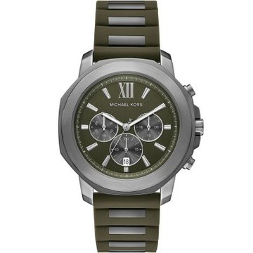 Michael Kors MK Prescott 八角三眼計時手錶 男錶 夏日煥新提案 送禮推薦-墨綠x銀/44mm MK9263