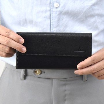 真皮長夾 荔枝紋信封式英字壓紋皮夾 NWD44