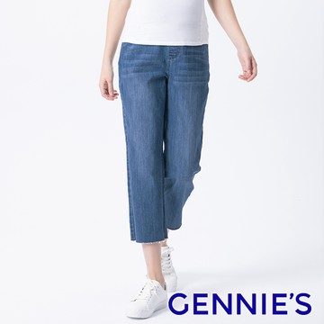 Gennies奇妮 直筒孕婦牛仔褲(淺藍T4L06)