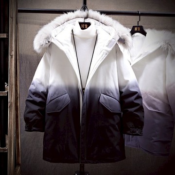 棉衣男士潮牌羽絨棉服冬季新款棉襖學生面包中長款漸變外套男