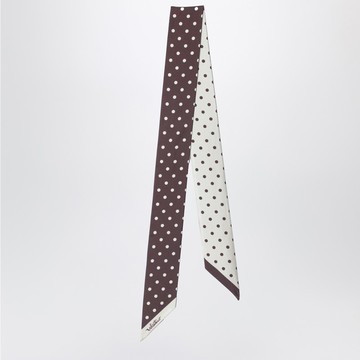 Brown scarf with butter-colored polka dots