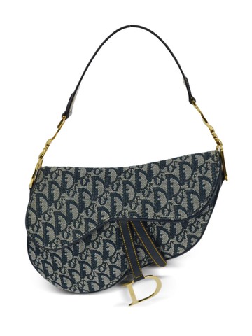 Christian Dior Pre-Owned - 2001 Trotter Saddle shoulder bag - women - Leather/Canvas - One Size - Blue