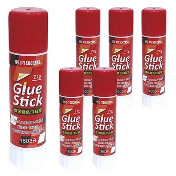 SUCCESS 成功 環保變色口紅膠 黏性佳好塗抹 體型小巧 不含八大重金屬可塑劑  21g  6支