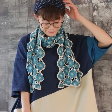 清爽感 × 帶點甜美的色彩披肩，提升時尚感・手工編織・縷空・鉤織蕾絲・披肩・d-st502