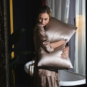 真絲枕頭100%桑蠶絲填充雙人軟枕芯枕套套裝高檔奢華柔軟一對裝