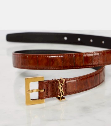 Saint Laurent Cassandre croc-effect leather belt