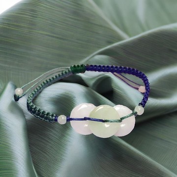 【願‧平安】冰種翡翠平安扣編織手鍊 | 天然緬甸A貨翡翠 | 送禮