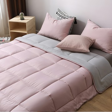 comet Home Basic系列 雙色寢具 3件組  粉紅色 + 灰色  薄被 180 x 210cm + 枕頭套 50x70cm 2個