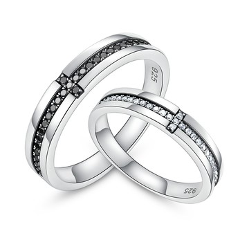 情人節禮物．對戒．純銀．尾戒．戒指|客製刻字-十字真愛