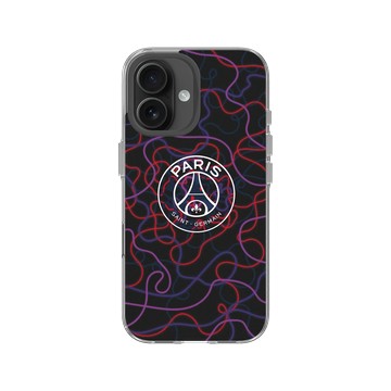 iPhone 16 Clear Case（相機按鈕） 透明 - PSG - Paris Saint-Germain Neon Logo
