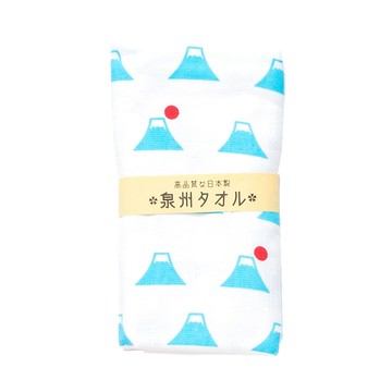 旭 日本泉州純棉麻紗加厚34*85CM毛巾(富士山-淺藍)