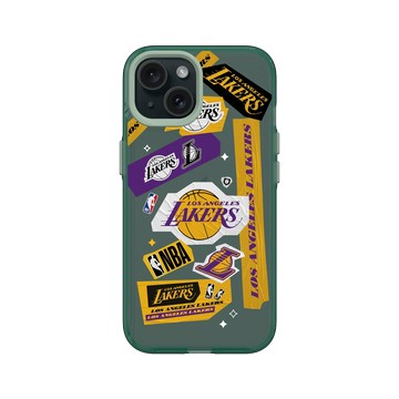 iPhone 15 Clear 憂墨綠 - NBA - 拼貼系列-洛杉磯湖人 L.A. Lakers - Collage