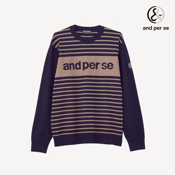 【and per se】男款深藍色吸濕發熱防風保暖親膚機能毛衣 DGU4L260