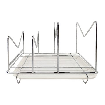 DAY&DAY 日日家居 桌上型平底鍋架 ST3031 304不鏽鋼 電鍍鉻色  美耐皿滴水盤 白色 台灣製  1個  1