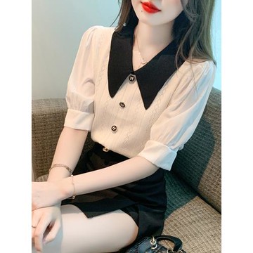 夏季高端雪紡衫女士裝2025新款氣質爆款時尚洋氣別致上衣短袖小衫