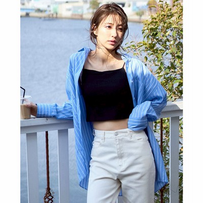 イング Ingni マルチストライプ柄big シャツ ブルー 通販 Lineポイント最大2 0 Get Lineショッピング