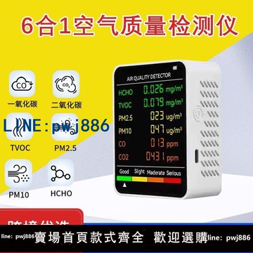 【店家補貼】六合一一氧化碳檢測儀 CO二氧化碳甲醛TVOC PM2.5 PM10空氣檢測儀