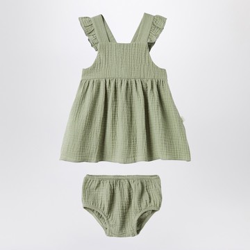 Sage green dress with ruffles