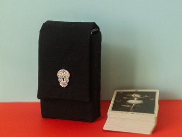 黑色棉質塔羅牌收納包 神諭牌卡套 塔羅牌牌組收納夾