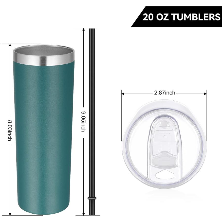 VEGOND Stainless Steel Skinny Tumbler  20 oz Vacuum Insulated Tumbler with Lid and Straw  Double Wall Coffee Cup  Travel Mug for Cold Hot Drinks  D