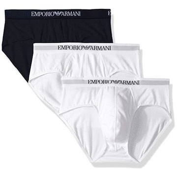 EMPORIO ARMANI 2021時尚彈力棉黑白色三角內著混搭3件組