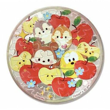 百耘圖 - DISNEY UFUFY【水果花卉系列】蘋果 16片磁鐵拼圖-透明 (圓) HPD0116029