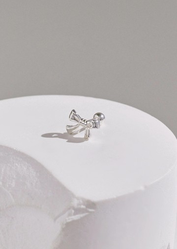 質感蝴蝶結・純銀轉珠耳環