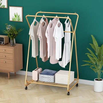 簡易衣帽架雙桿式晾衣架落地室內鐵藝掛衣架子家用臥室衣服收納架