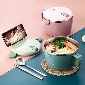 不銹鋼泡面碗帶蓋小學生宿舍泡面神器大號飯碗方便面碗上班族飯盒