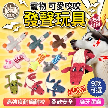 寵物耐咬玩偶【布萊恩👨🏻隔日到貨】寵物發聲玩具 紓壓玩具 寵物玩偶 發聲磨牙玩具 寵物陪伴玩具 狗玩具 拉扯玩具
