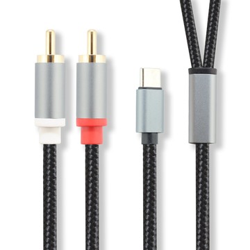 音頻線一分二Type C轉雙蓮花rca【川木】全新【W152】手機音響連接轉換線 3.5mm 蘋果 平果