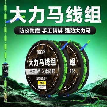 【免運 臺灣有貨】聚百漁新款馬線大力斑點成品魚線主線組成巨物套裝雙鉤全套魚鉤