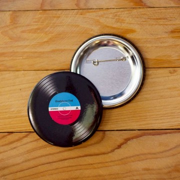 黑膠唱機造型 徽章/胸章/胸針 特大(XL: 58mm)買三送一