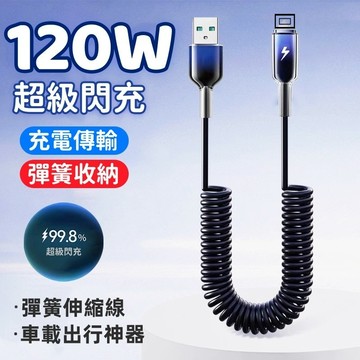 升級款10A 車載彈簧伸縮線 雙Type-C 適用 iPhone17 安卓 支援carplay投屏 便攜收納 車充加長版