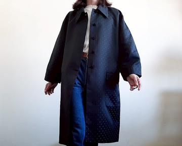 GENNY BY VERSACE 復古絲綢聚酯圓點大衣 義大利製造 60 年代風格