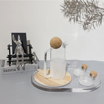 創意玻璃杯卡通兔擺件全案組合酒店簡約現代樣板間客廳電視柜裝飾