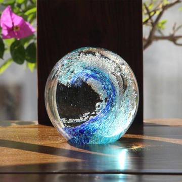 創意風生水起海浪球裝飾品擺件淄博琉璃生日禮物紀念獎杯乘風破浪