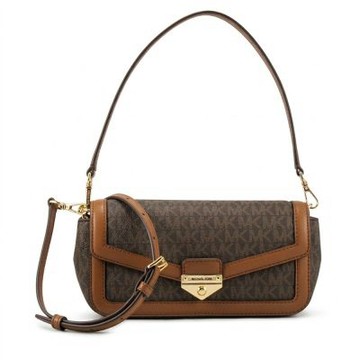 Michael Kors  小型SOHO滿版LOGO上掀手提/斜背包35S6G1SC5B(深咖)