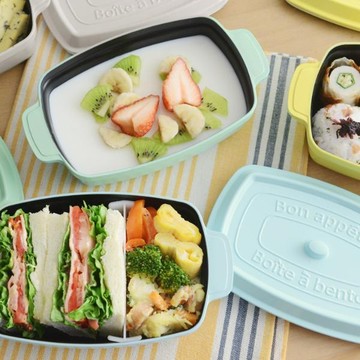 日本TAKENAKA COCOPOT系列可微波長方形分隔保鮮盒600ml-水綠